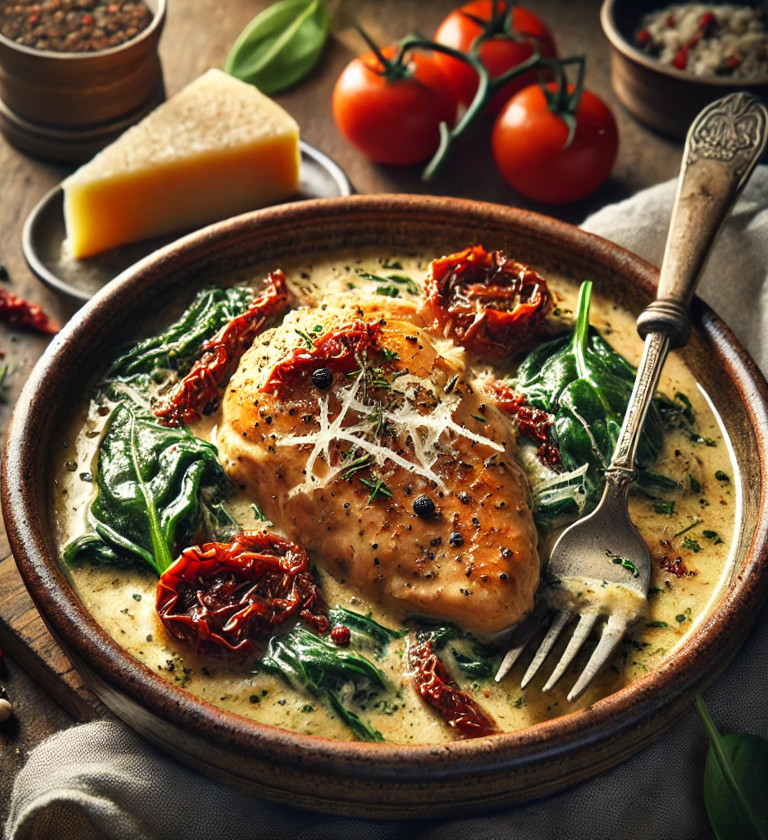 Slow Cooker Tuscan Creamy Chicken